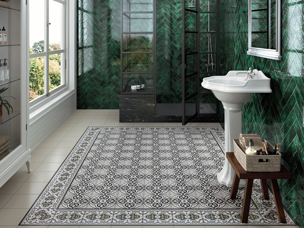 amb cenefa centro angulo normandy white 20x20 amalfi cipresso 75x30 lifestyle
