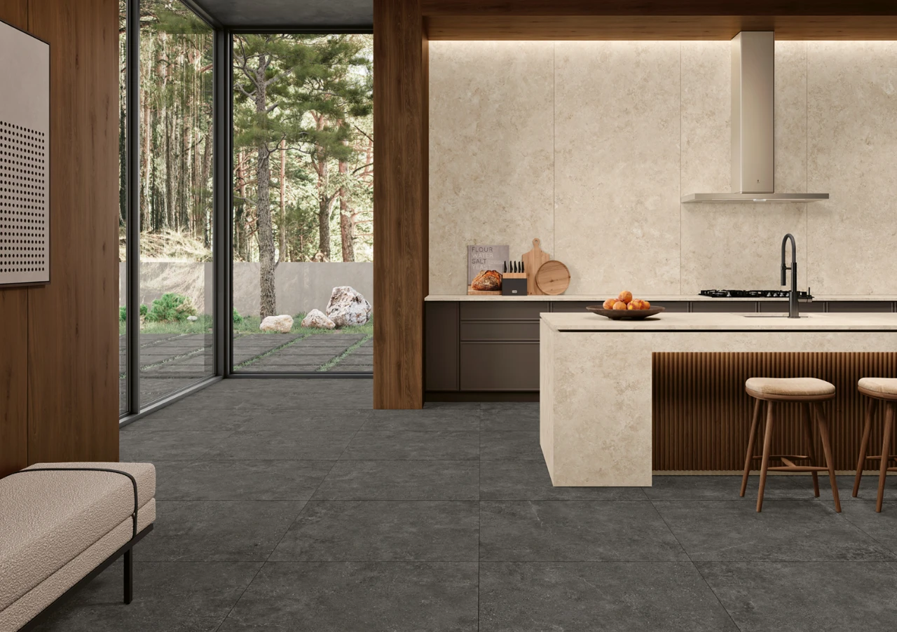 Evolution Black 90x90 NR Linea Beige 120x278 A lifestyle
