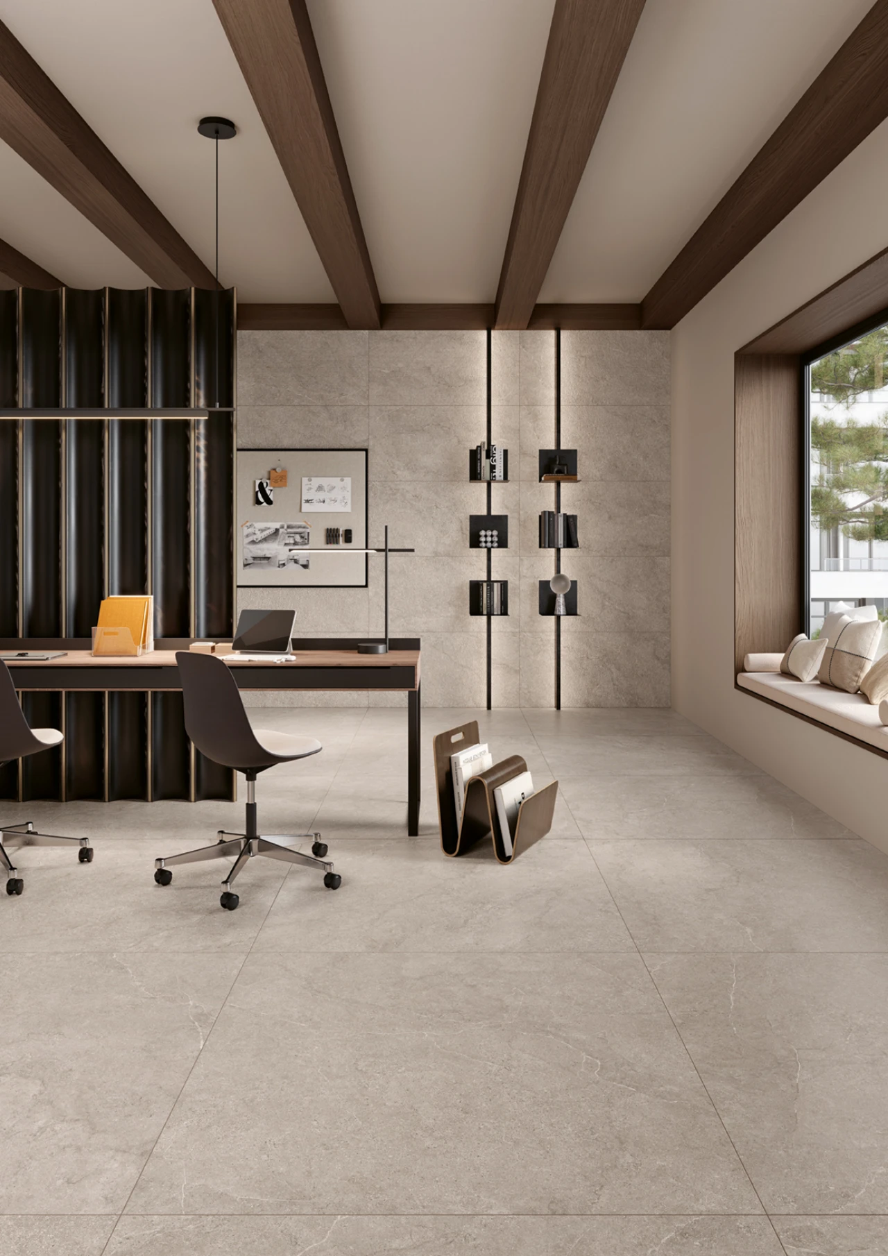 Evolution Light Grey 120x120 NR Rome Light Grey 60x120 NR lifestyle
